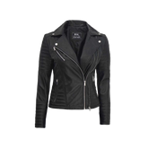 Women's Black Asymmetrical Motorcycle Leather Biker Jacket