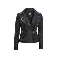 Women's Black Asymmetrical Motorcycle Leather Biker Jacket