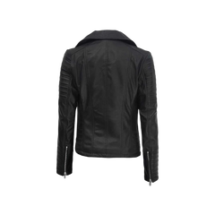 Women's Black Asymmetrical Motorcycle Leather Biker Jacket