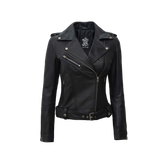 Women's Black Asymmetrical Real Biker Leather Jacket