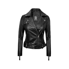 Women's Asymmetrical Black Real Leather Biker Jacket