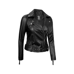 Women's Black Asymmetrical Real Leather Biker Jacket