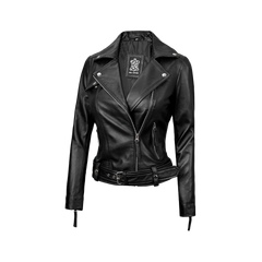 Women's Asymmetrical Black Real Leather Biker Jacket