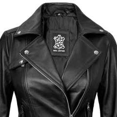 Women's Asymmetrical Black Real Leather Biker Jacket