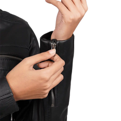 Women's Black Cafe Racer Leather Jacket