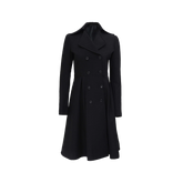 Women's Black Double Breasted Long Wool Trench Coat