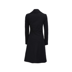 Women's Black Double Breasted Long Wool Trench Coat