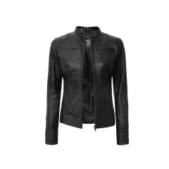 Women's Black Lambskin Leather Motorcycle Jacket
