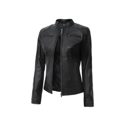 Women's Black Lambskin Leather Motorcycle Jacket