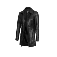 Womens 3/4 Length Real Black Leather Coat