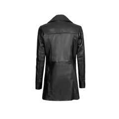Womens 3/4 Length Real Black Leather Coat