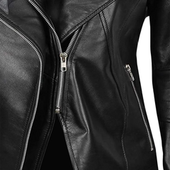 Women's Black Leather Biker Jacket – Asymmetrical & Stylish