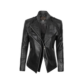 Women's Black Leather Biker Jacket – Asymmetrical & Stylish