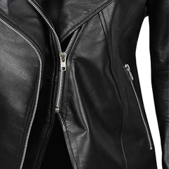 Women's Black Leather Biker Jacket – Asymmetrical & Stylish