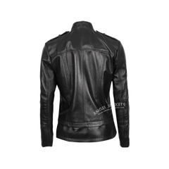 Women's Black Leather Biker Jacket – Asymmetrical & Stylish