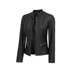 Women's Cafe Racer Black Leather Jacket