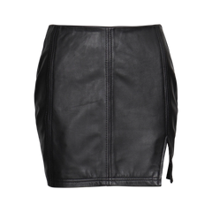 Women's Black Mini Leather Skirt - High Waisted Style