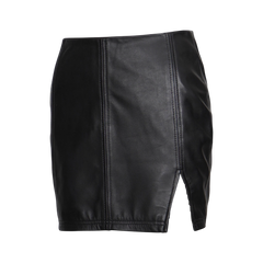 Women's Black Mini Leather Skirt - High Waisted Style