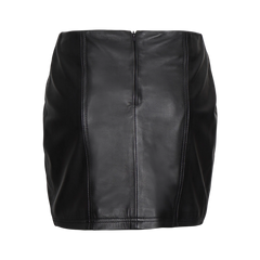 Women's Black Mini Leather Skirt - High Waisted Style