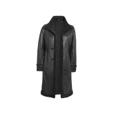 Women's Black Real Leather Shearling Coat — Winter Jacket