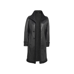 Women's Black Real Leather Shearling Coat — Winter Jacket