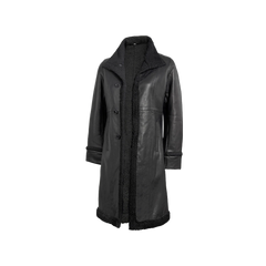 Women's Black Real Leather Shearling Coat — Winter Jacket