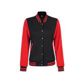 Women's Black and Red Varsity Jacket - Baseball Style
