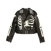 Women's Black Skeleton Leather Biker Jacket