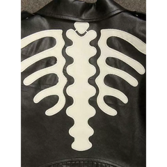 Women's Black Skeleton Leather Biker Jacket