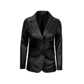 Women's Two-Button Real Lambskin Black Leather Blazer