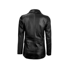 Women's Two-Button Real Lambskin Black Leather Blazer