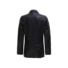 Women's Black Zipper + Button Closure 3/4 Length Leather Car Coat