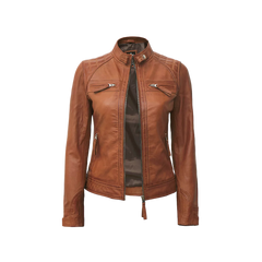 Women's Cafe Racer Tan Leather Jacket
