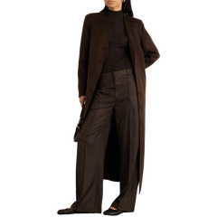 Women's Chocolate Brown Long Wool Coat