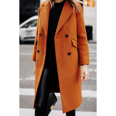 Women's Copper Brown Regular Fit Wool Coat