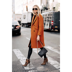 Women's Copper Brown Regular Fit Wool Coat