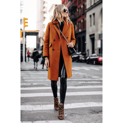 Women's Copper Brown Regular Fit Wool Coat