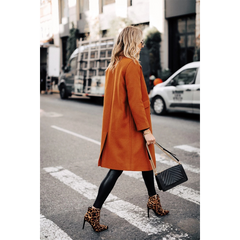 Women's Copper Brown Regular Fit Wool Coat