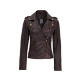 Women's Dark Brown Asymmetrical Leather Motorcycle Jacket