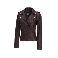Women's Dark Brown Asymmetrical Leather Motorcycle Jacket