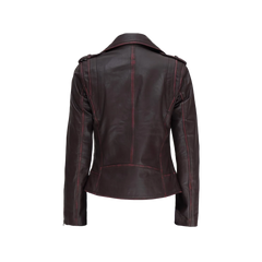 Women's Dark Brown Asymmetrical Leather Motorcycle Jacket