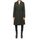 Women's Dark Green Wool Coat - Double Breasted