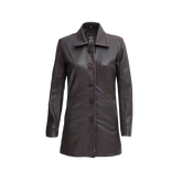Women's Distressed Dark Brown Leather Car Coat