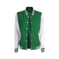 Women's Green and White Varsity Jacket - College Letterman Style