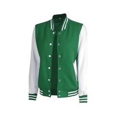 Women's Green and White Varsity Jacket - College Letterman Style