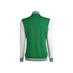 Women's Green and White Varsity Jacket - College Letterman Style