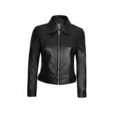 Women's Harrington Style Black Leather Jacket