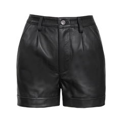 Women's Leather Black Shorts - Regular Fit Style