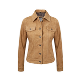 Women's Light Brown Suede Trucker Jacket