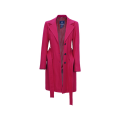 Women's Pink Notch Lapel Wool Wrap Coat